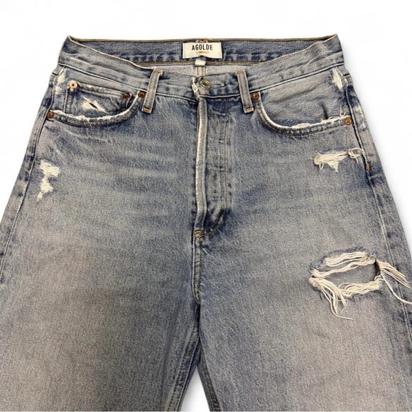 Agolde Distressed Straight Leg Jeans - Picture 4 of 8
